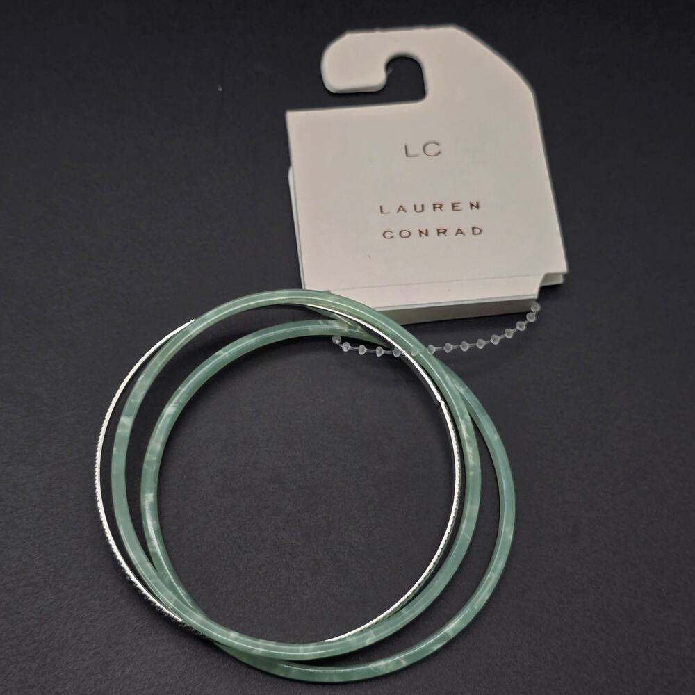 Lauren Conrad Seafoam Green Bangle Bracelet Set NWT Plastic